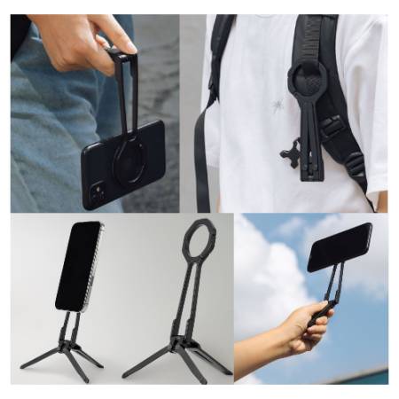 Fotopro SY-367 - mini statyw do smartfona z karabińczykiem - przykład użycia